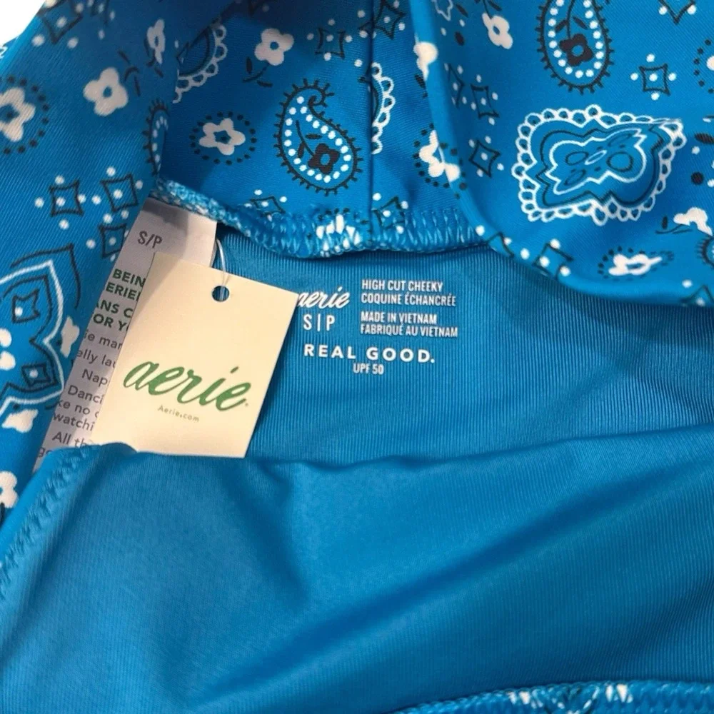 AMERICAN EAGLE AERIE BLUE BANDANA High Waisted Bottoms‎ 198